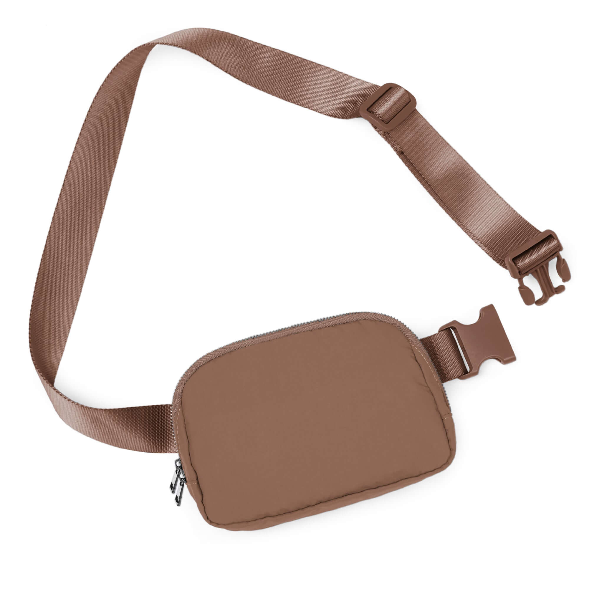 Unisex Two-Way Zip Mini Belt Bag Brown 8 x 2 x 5.5 - ododos