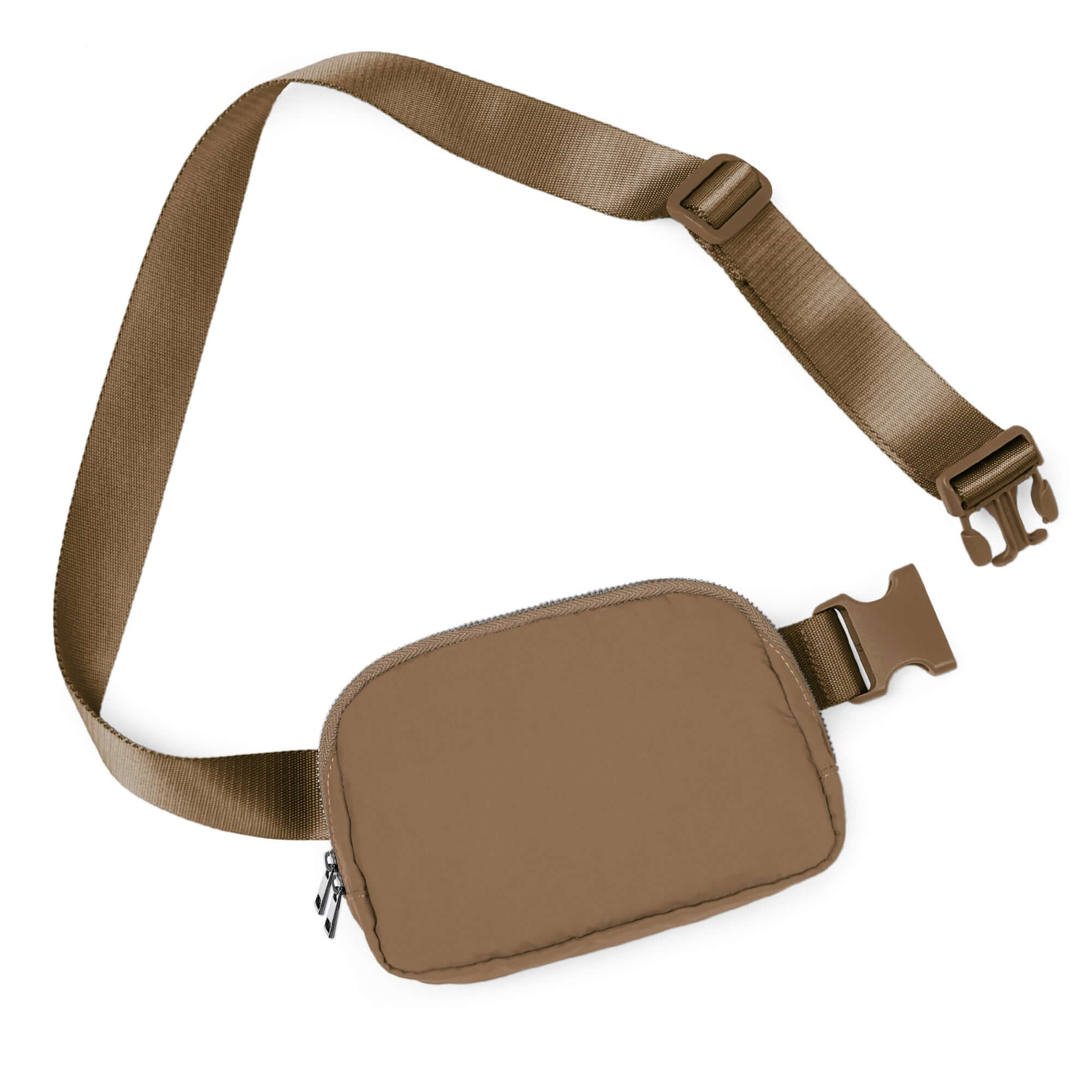 Unisex Two-Way Zip Mini Belt Bag Caramel 8 x 2 x 5.5 - ododos