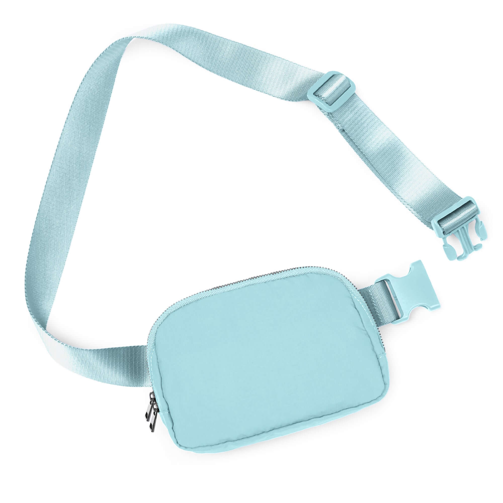 Unisex Two-Way Zip Mini Belt Bag Icing Blue 8 x 2 x 5.5 - ododos