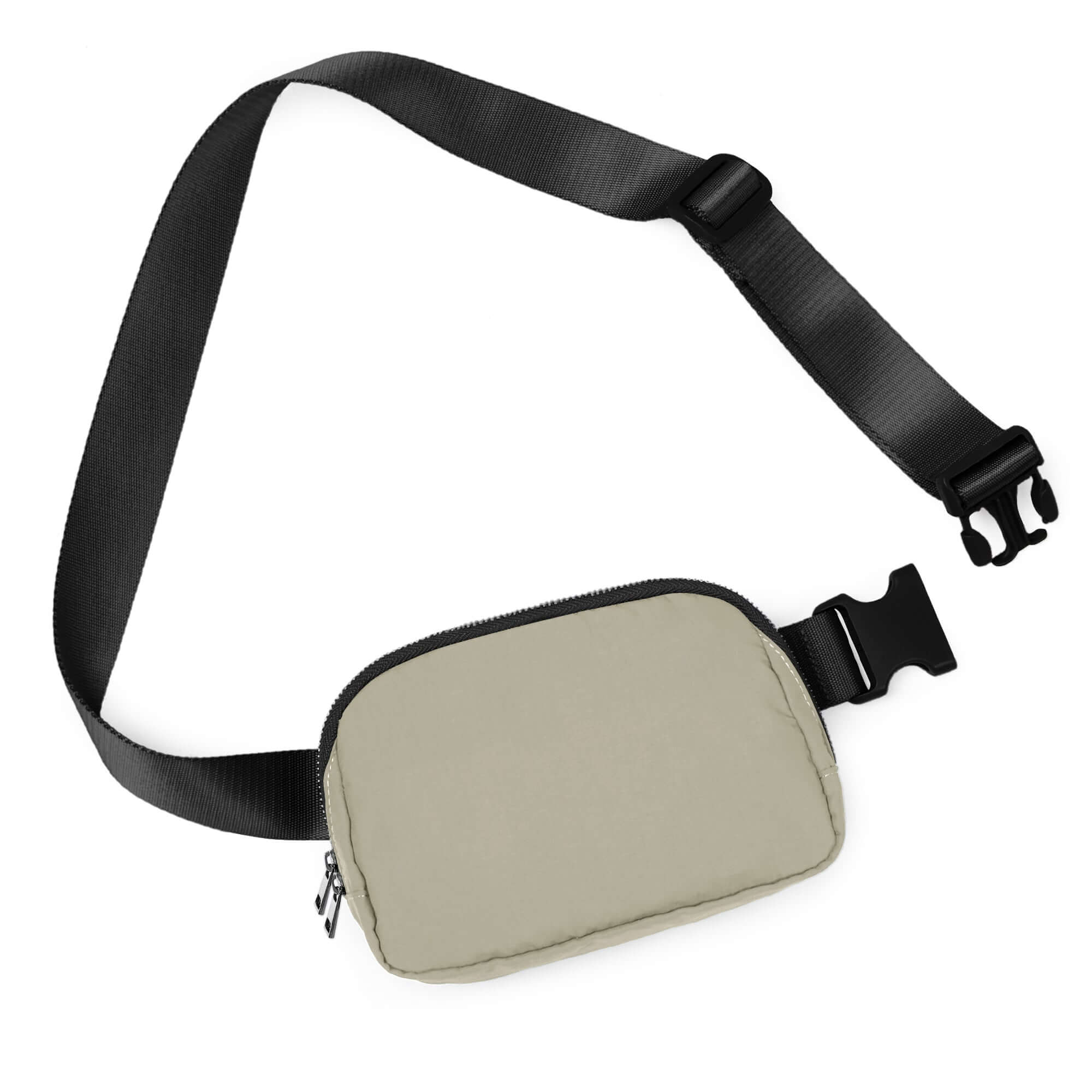 Unisex Two-Way Zip Mini Belt Bag Khaki 8 x 2 x 5.5 - ododos