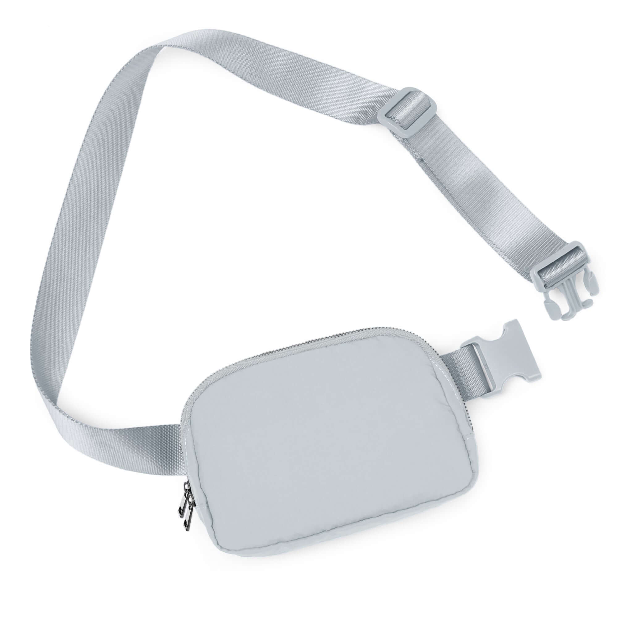 Unisex Two-Way Zip Mini Belt Bag Light Grey 8 x 2 x 5.5 - ododos