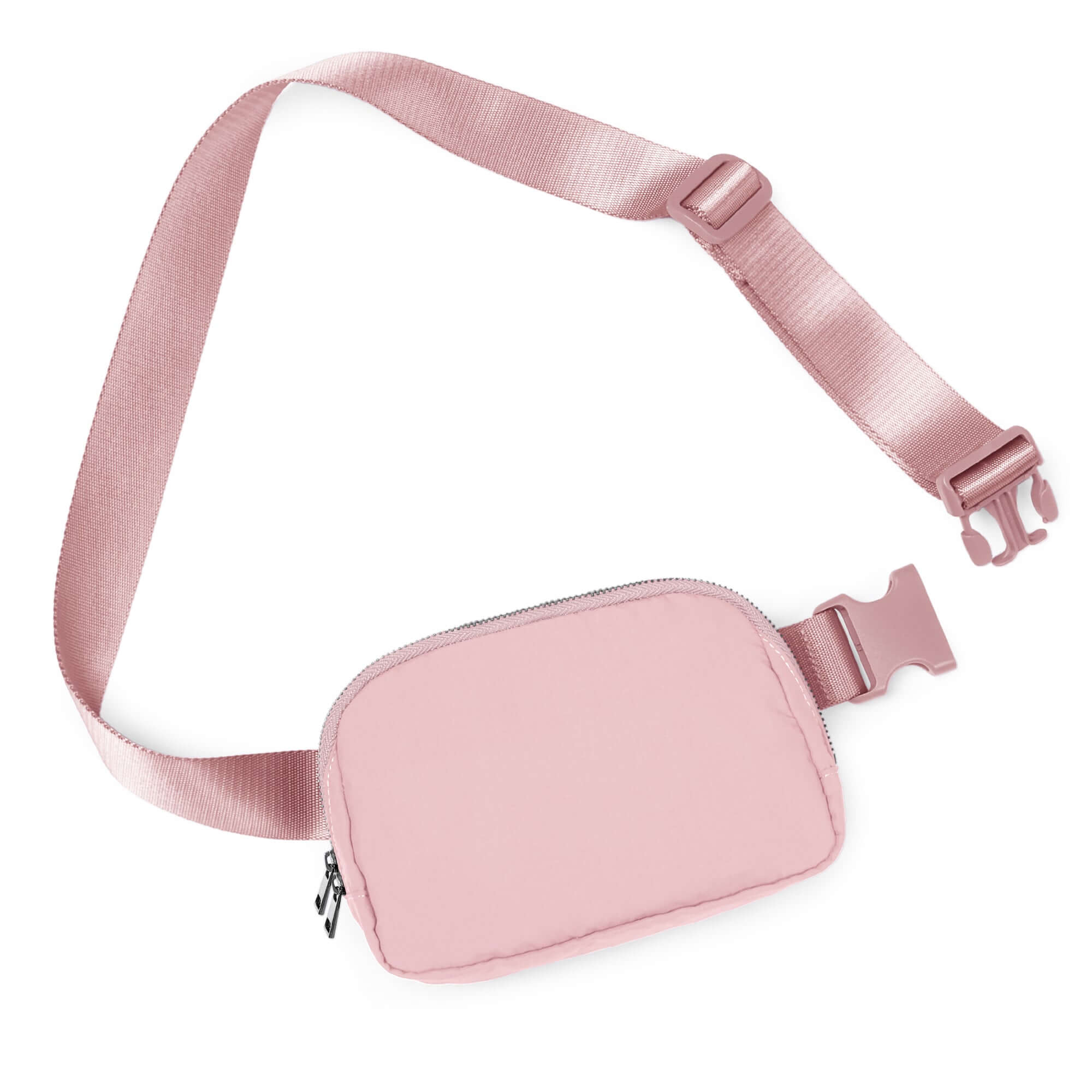 Unisex Two-Way Zip Mini Belt Bag Light Pink 8 x 2 x 5.5 - ododos