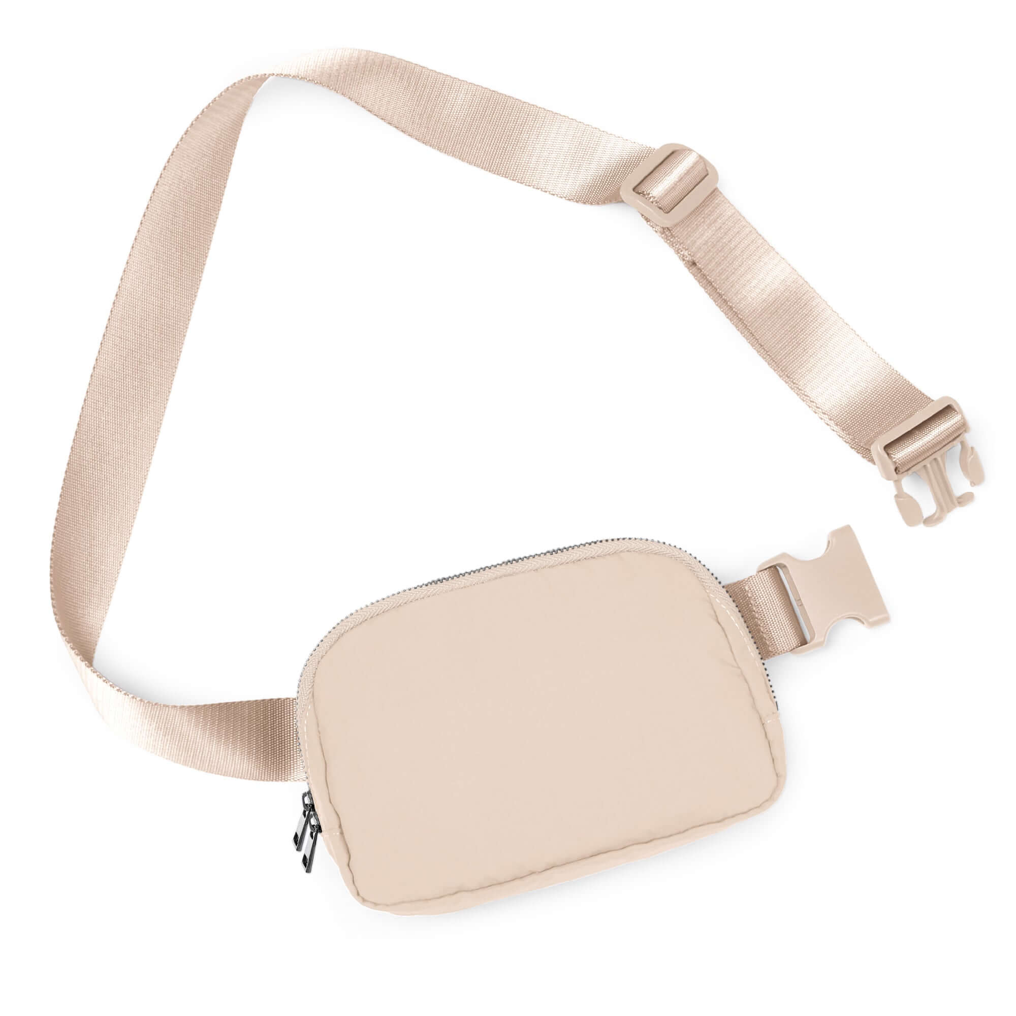 Unisex Two-Way Zip Mini Belt Bag Lrish Cream 8 x 2 x 5.5 - ododos