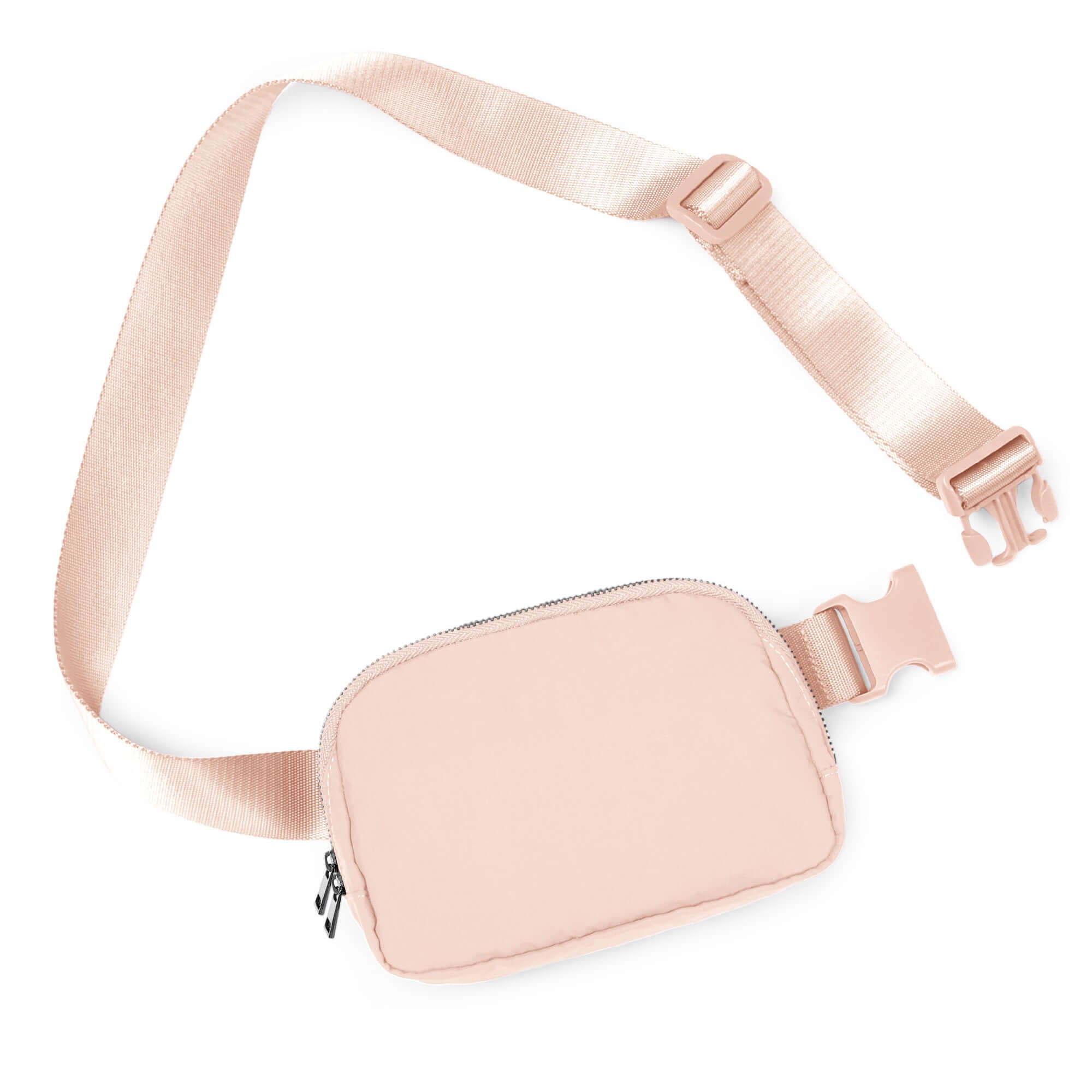 Unisex Two-Way Zip Mini Belt Bag Pale Coral 8 x 2 x 5.5 - ododos