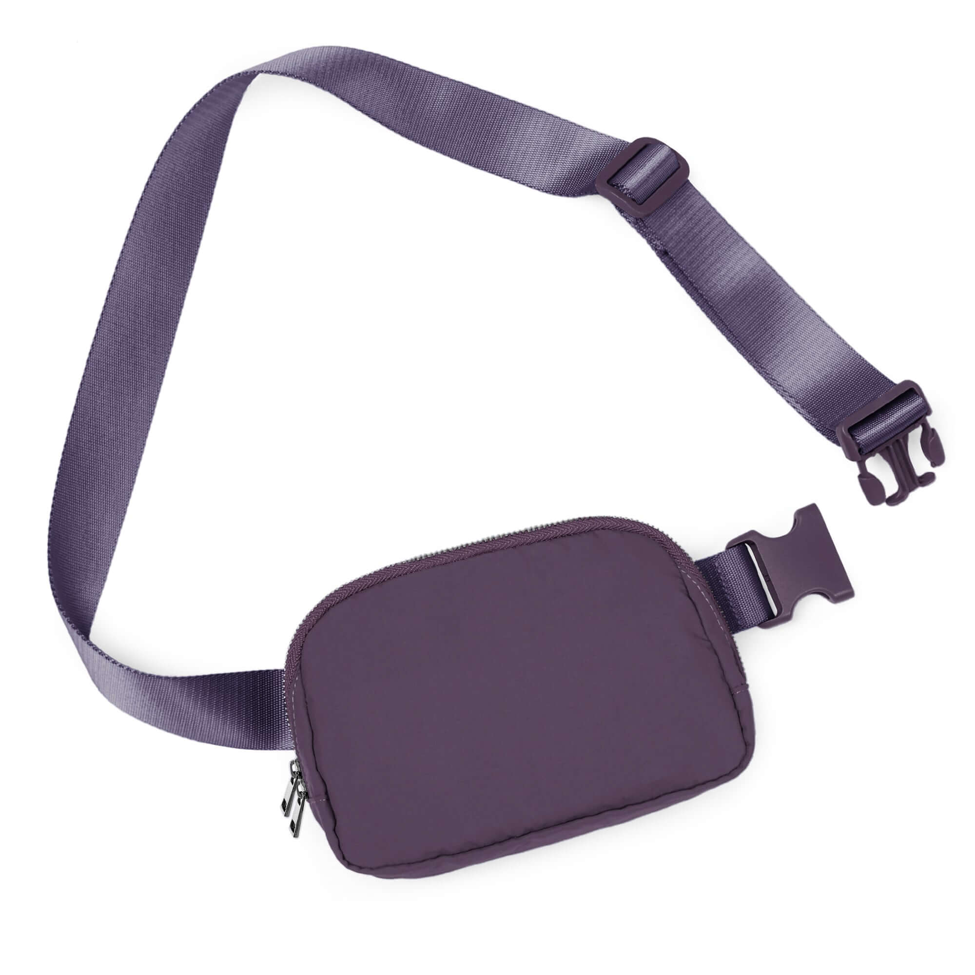 Unisex Two-Way Zip Mini Belt Bag Plum 8 x 2 x 5.5 - ododos