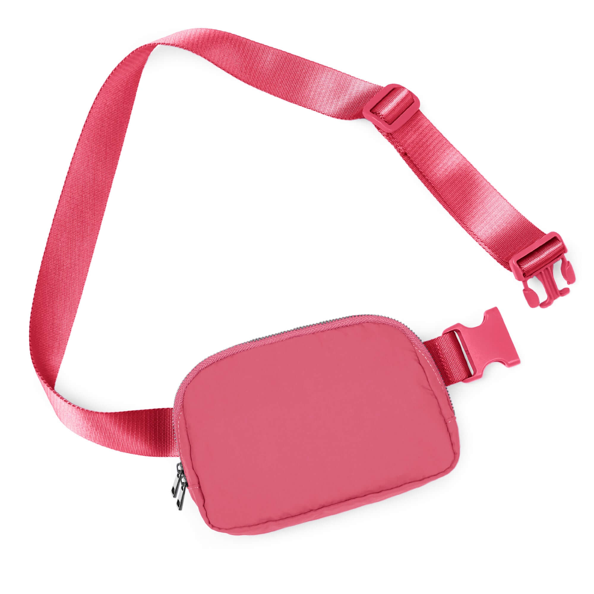 Unisex Two-Way Zip Mini Belt Bag Raspberry 8 x 2 x 5.5 - ododos