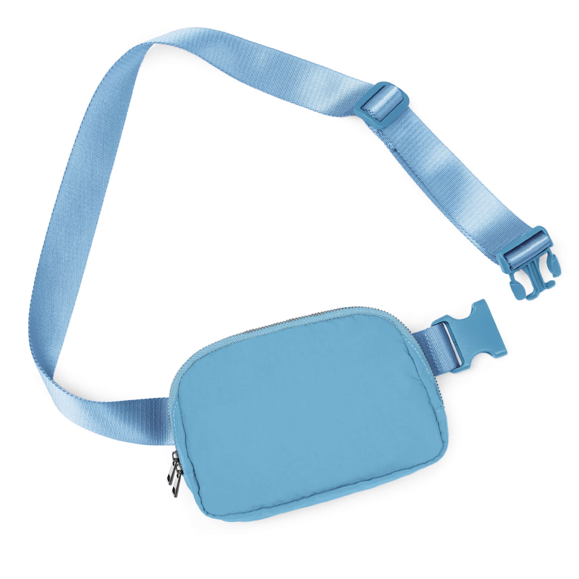 Unisex Two-Way Zip Mini Belt Bag Steel Blue 8 x 2 x 5.5 - ododos
