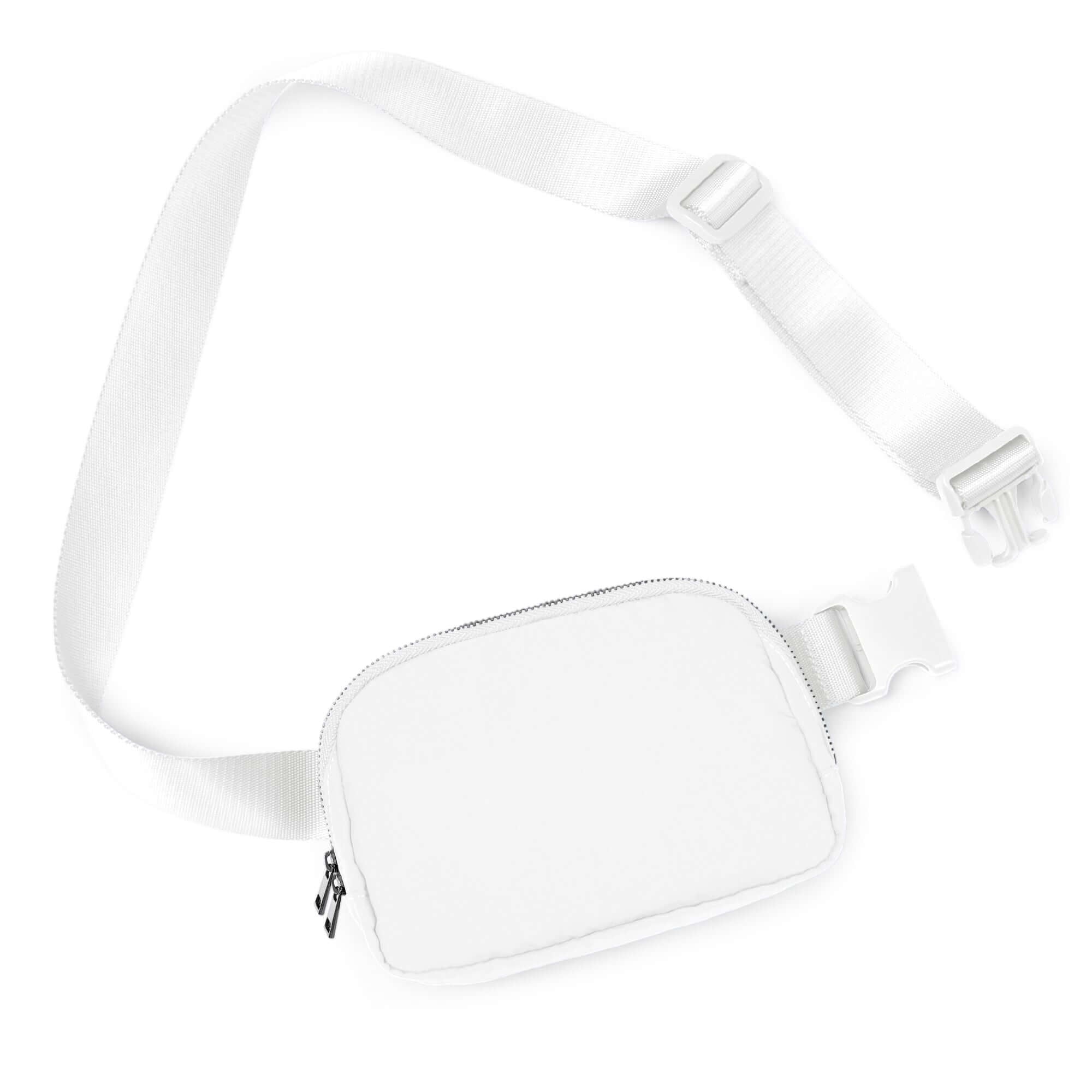 Unisex Two-Way Zip Mini Belt Bag White 8 x 2 x 5.5 - ododos