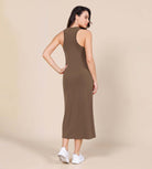 Modal Soft Front Split V Neck Midi Tank Dress - ododos