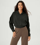 Full-Zip Cropped Long Sleeve Crop Casual Sweatshirts Jacket - ododos