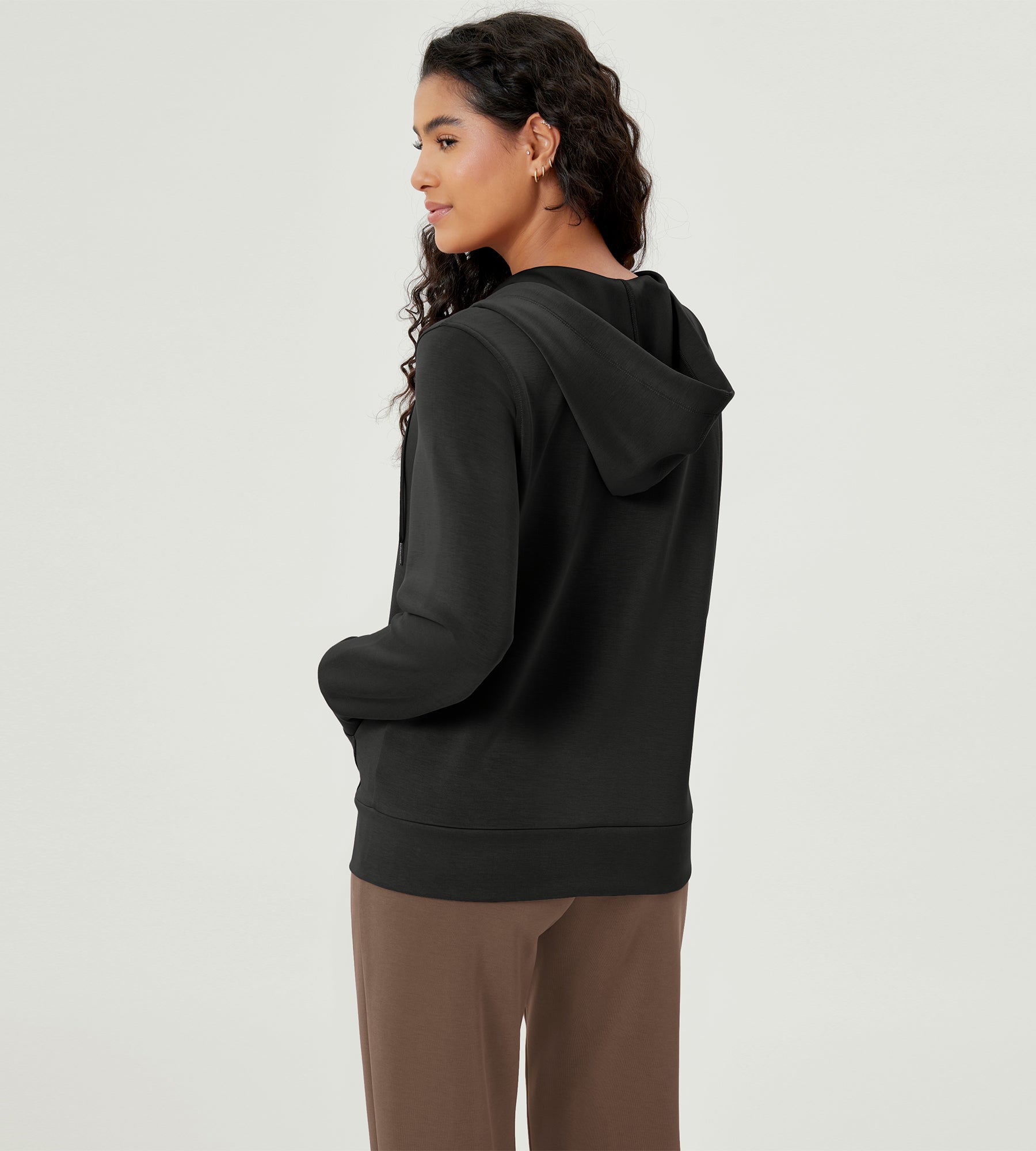 Modal Soft Full-Zip Hoodies Casual Jacket with Pockets - ododos