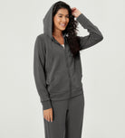 Modal Soft Full-Zip Hoodies Casual Jacket with Pockets - ododos