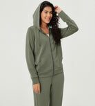 Modal Soft Full-Zip Hoodies Casual Jacket with Pockets - ododos