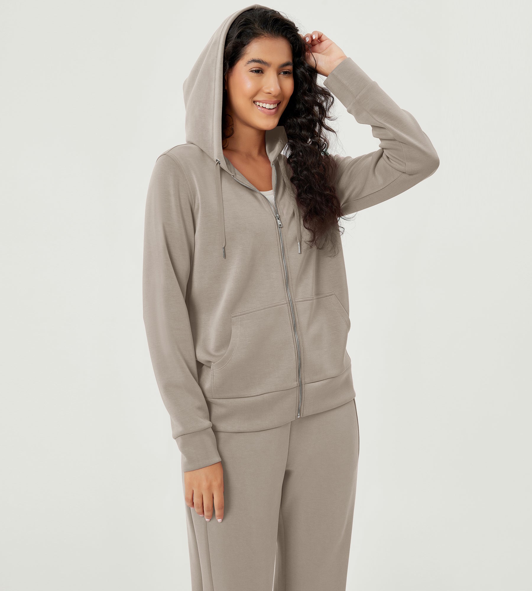 Modal Soft Full-Zip Hoodies Casual Jacket with Pockets - ododos