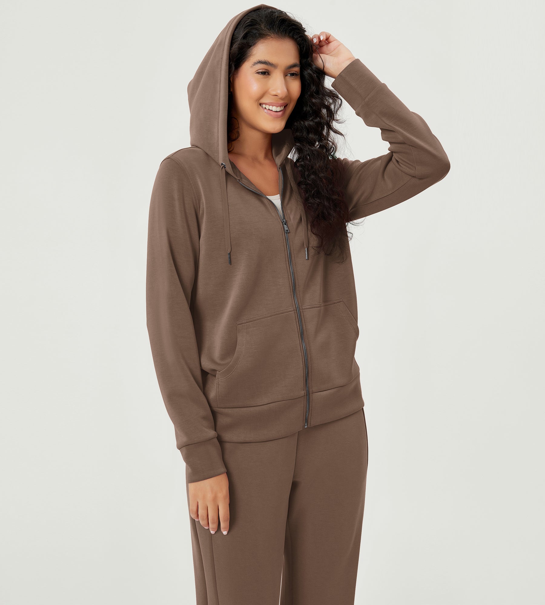 Modal Soft Full-Zip Hoodies Casual Jacket with Pockets - ododos