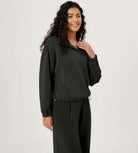 Modal Soft Cinchable Half Zipper Funnel Neck Oversize Pullover - ododos