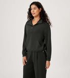 Modal Soft Cinchable Half Zipper Funnel Neck Oversize Pullover - ododos