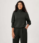 Modal Soft Cinchable Half Zipper Funnel Neck Oversize Pullover - ododos