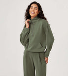 Modal Soft Cinchable Half Zipper Funnel Neck Oversize Pullover - ododos