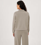 Modal Soft Cinchable Half Zipper Funnel Neck Oversize Pullover - ododos