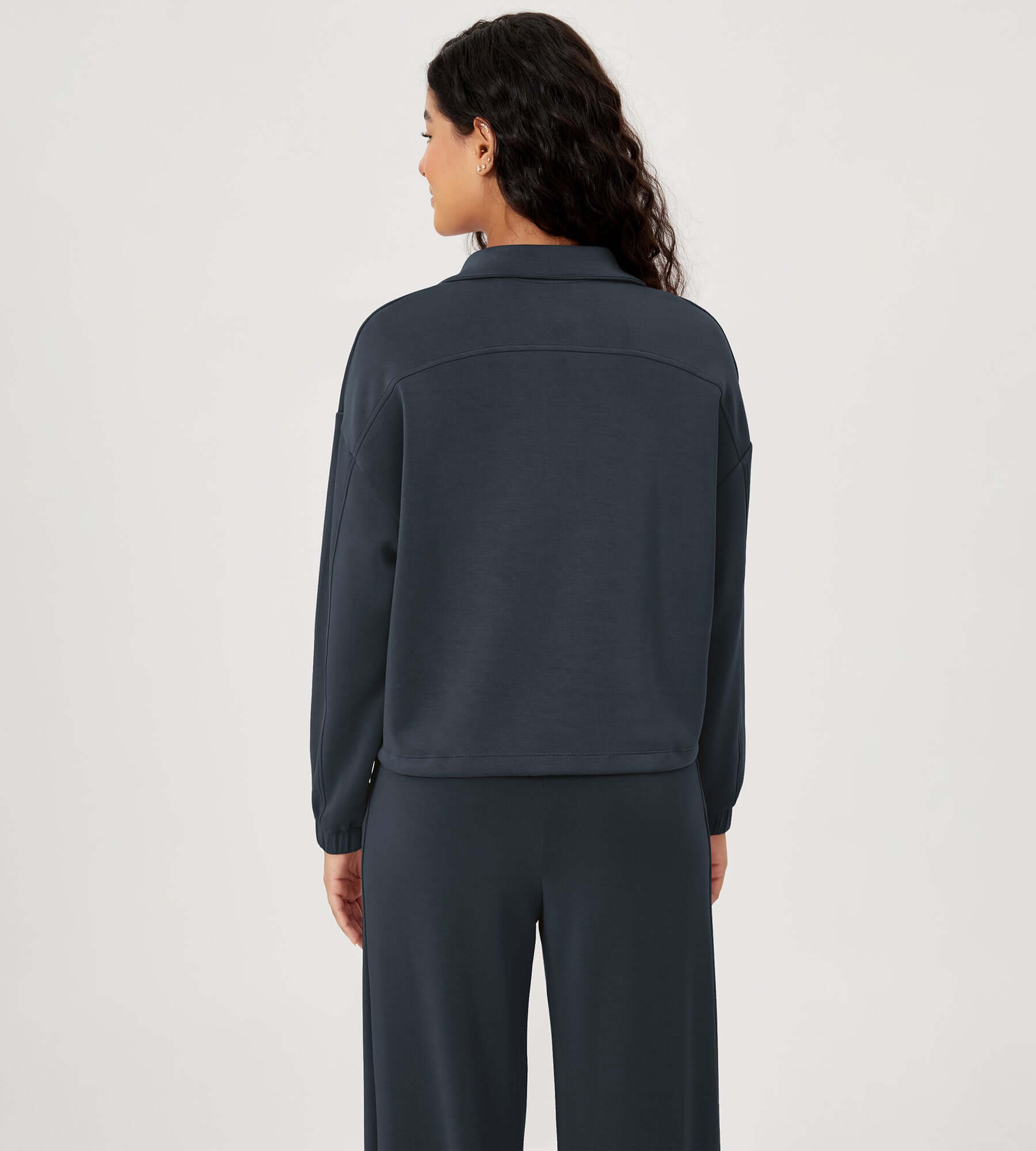 Modal Soft Cinchable Half Zipper Funnel Neck Oversize Pullover - ododos