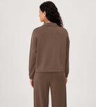 Modal Soft Cinchable Half Zipper Funnel Neck Oversize Pullover - ododos