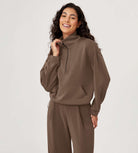 Modal Soft Cinchable Half Zipper Funnel Neck Oversize Pullover - ododos