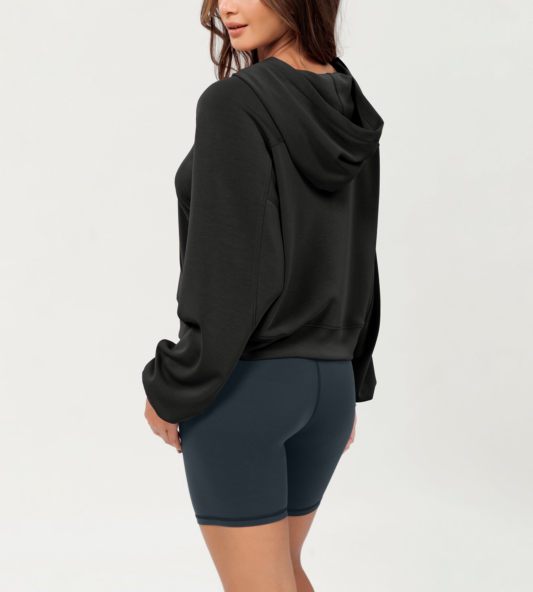 Modal Soft Oversized Long Sleeve Cropped Hoodie - ododos