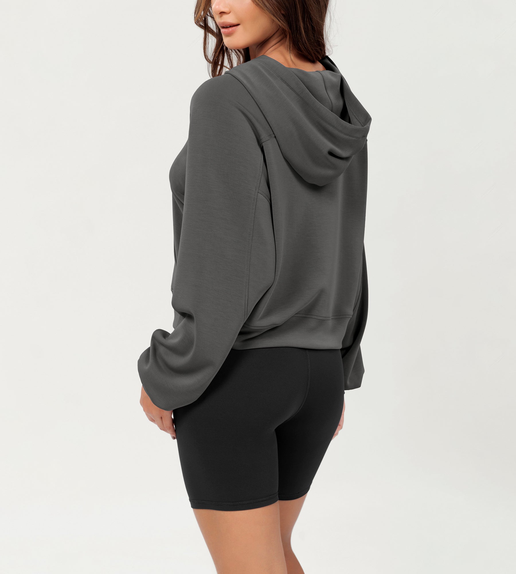 Modal Soft Oversized Long Sleeve Cropped Hoodie - ododos