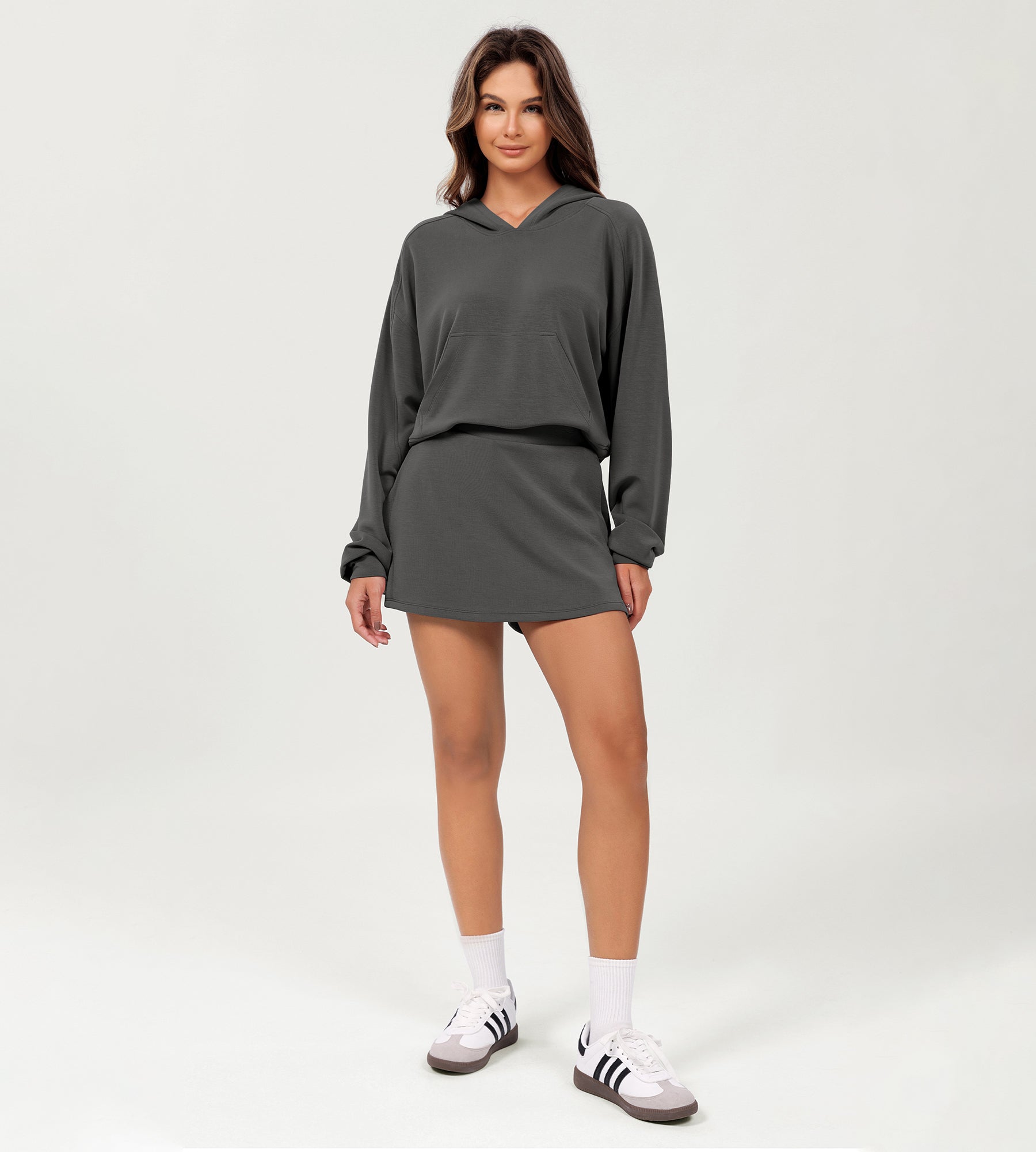 Modal Soft Oversized Long Sleeve Cropped Hoodie - ododos