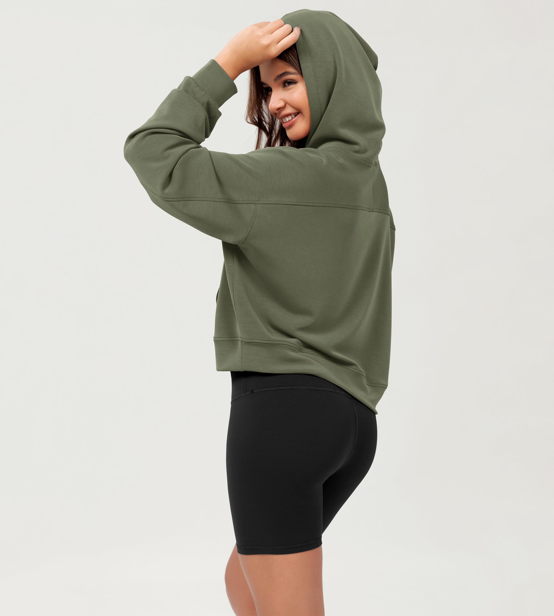 Modal Soft Oversized Long Sleeve Cropped Hoodie - ododos