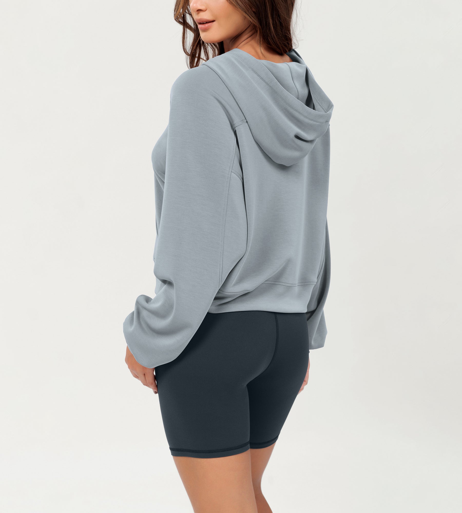 Modal Soft Oversized Long Sleeve Cropped Hoodie - ododos