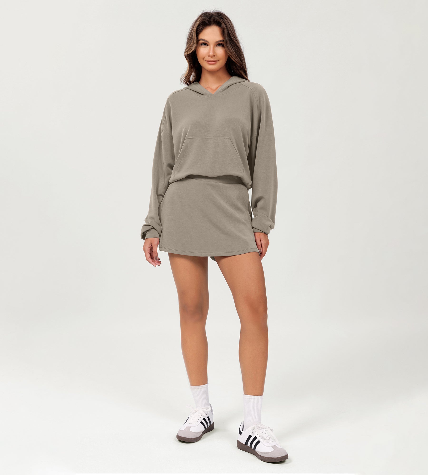 Modal Soft Oversized Long Sleeve Cropped Hoodie - ododos