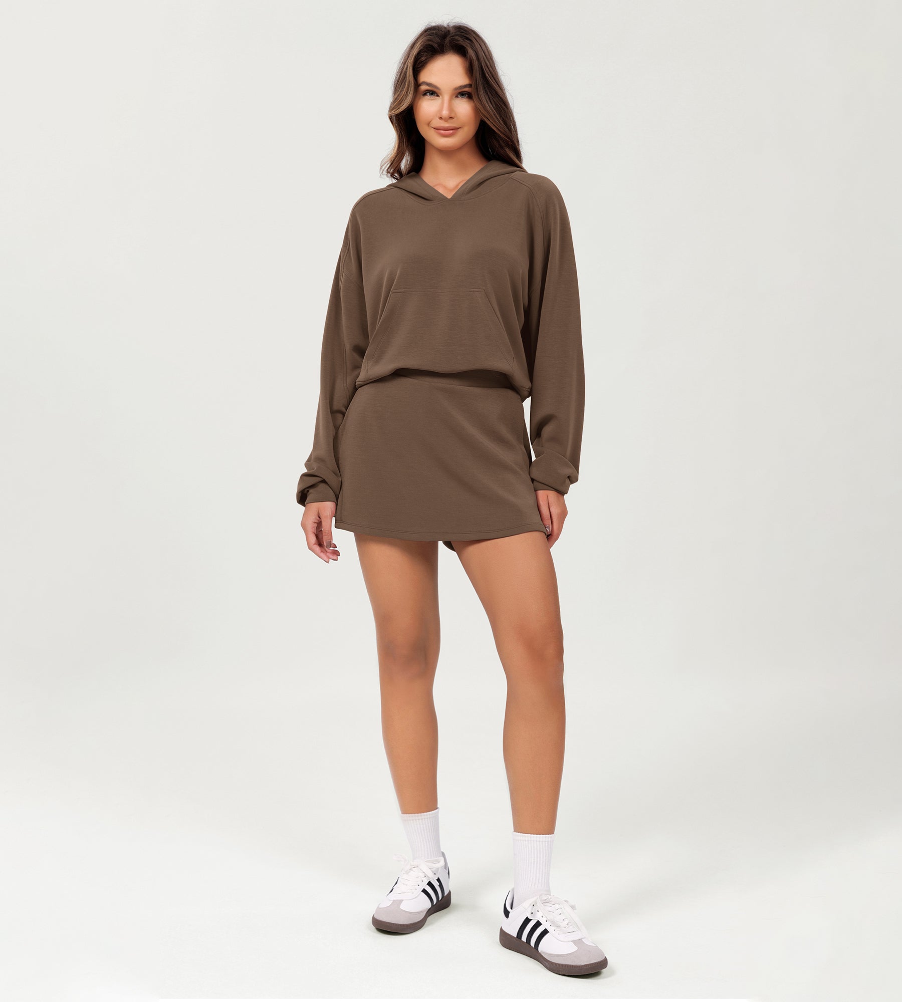 Modal Soft Oversized Long Sleeve Cropped Hoodie - ododos