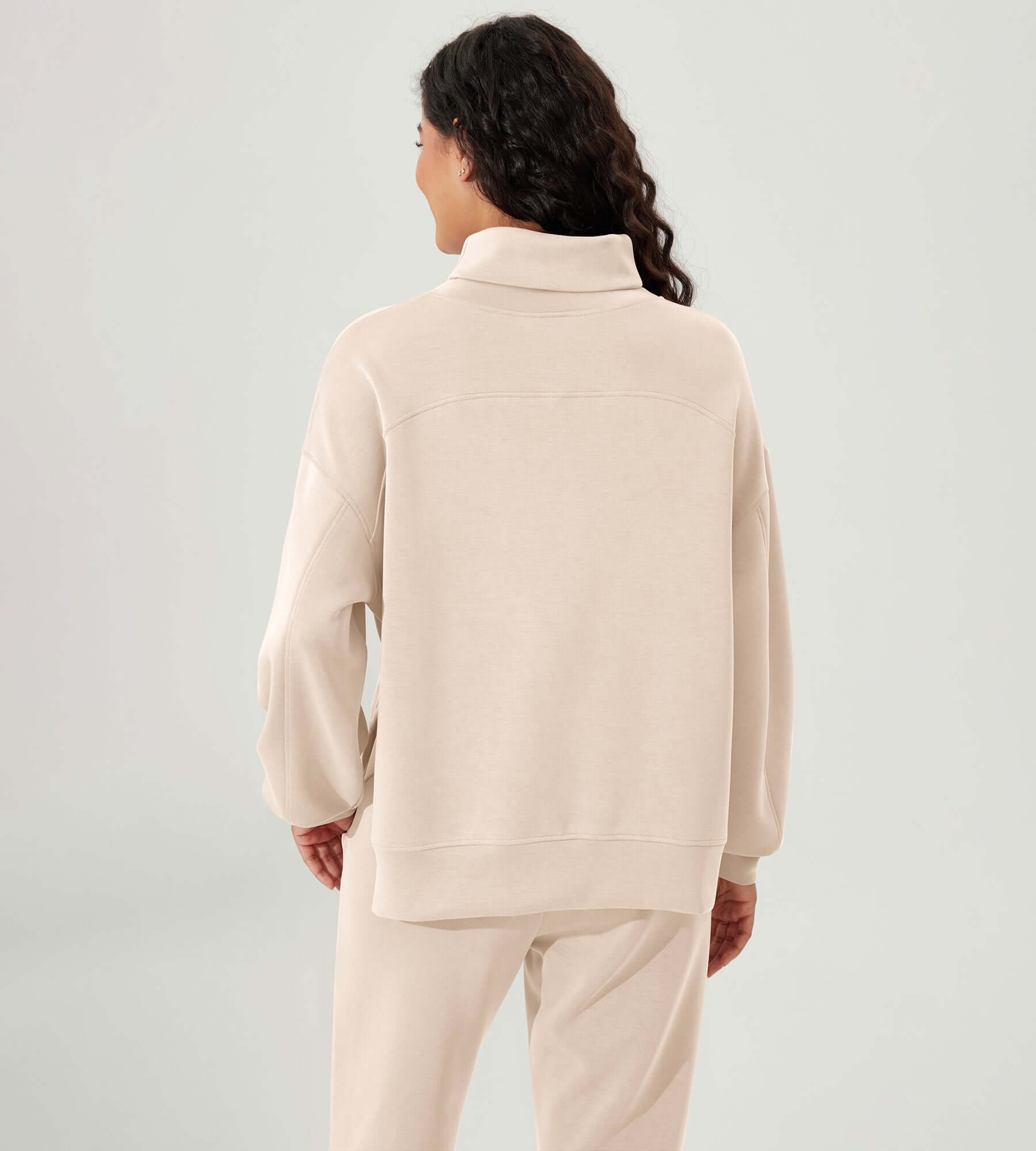 Modal Soft Split Hem Turtleneck Long Sleeve Casual Sweatshirts - ododos