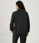 Modal Soft Split Hem Turtleneck Long Sleeve Casual Sweatshirts - ododos