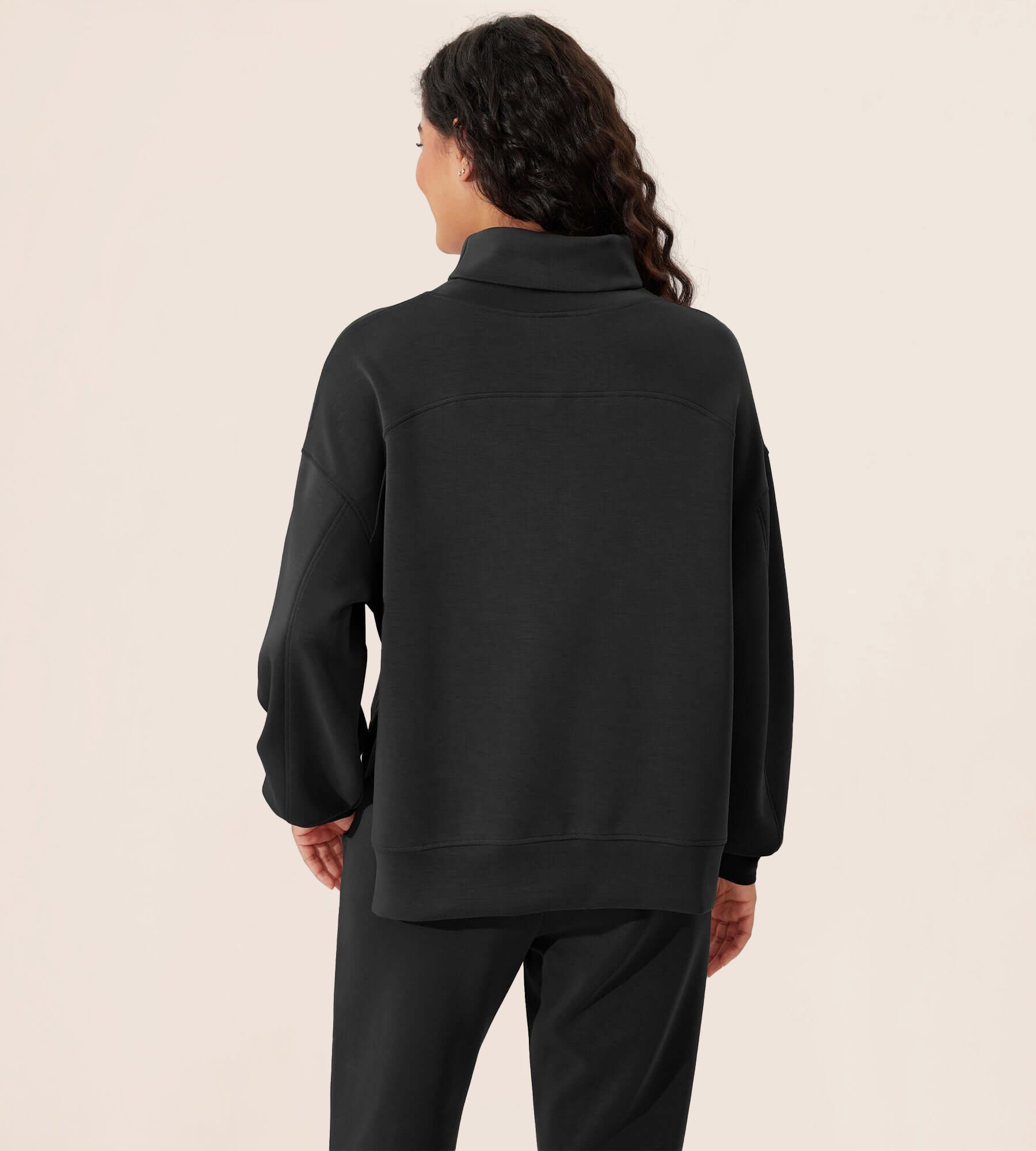 Modal Soft Split Hem Turtleneck Long Sleeve Casual Sweatshirts - ododos