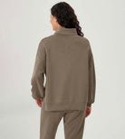 Modal Soft Split Hem Turtleneck Long Sleeve Casual Sweatshirts - ododos