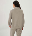 Modal Soft Split Hem Turtleneck Long Sleeve Casual Sweatshirts - ododos