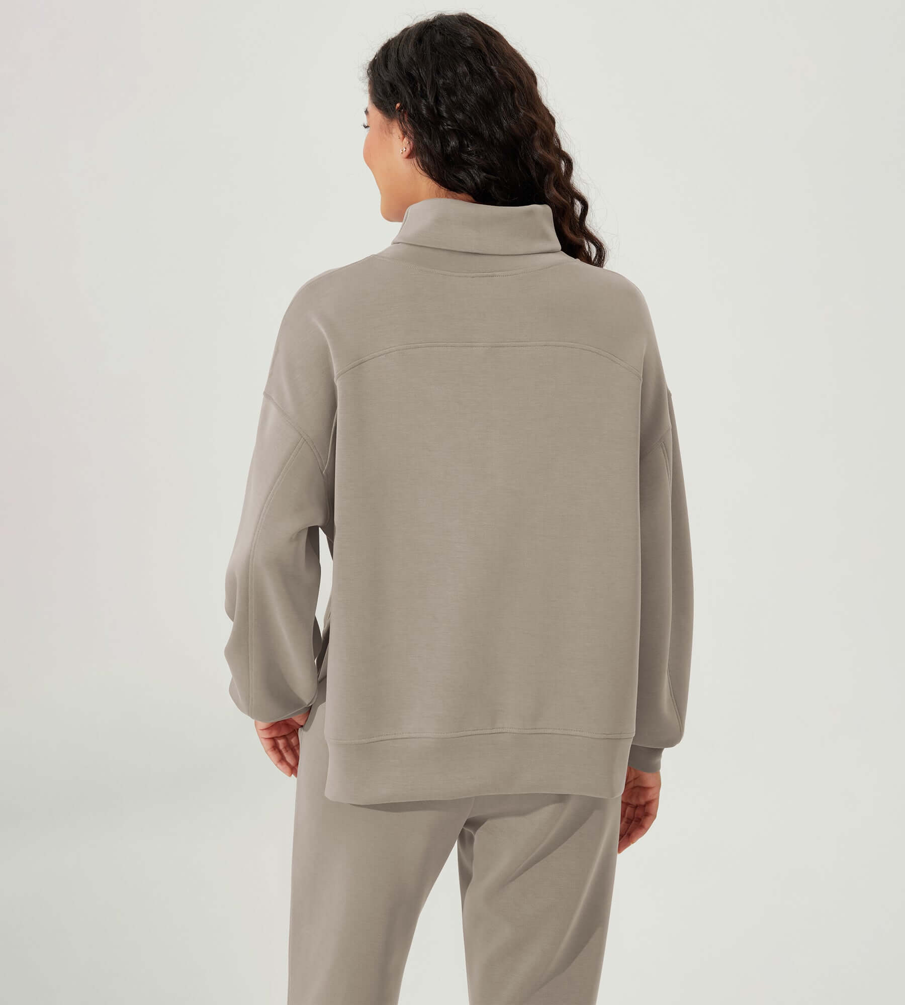 Modal Soft Split Hem Turtleneck Long Sleeve Casual Sweatshirts - ododos