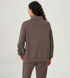 Modal Soft Split Hem Turtleneck Long Sleeve Casual Sweatshirts - ododos