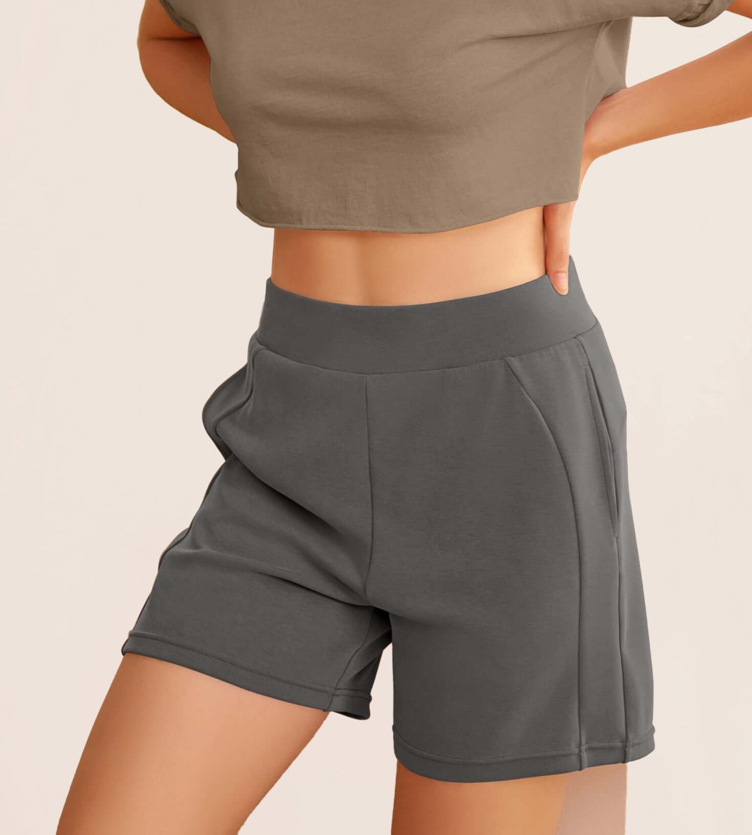 Modal Soft High Waist Casual Shorts with Pockets - ododos