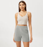 Modal Soft High Waist Casual Shorts with Pockets Gray - ododos