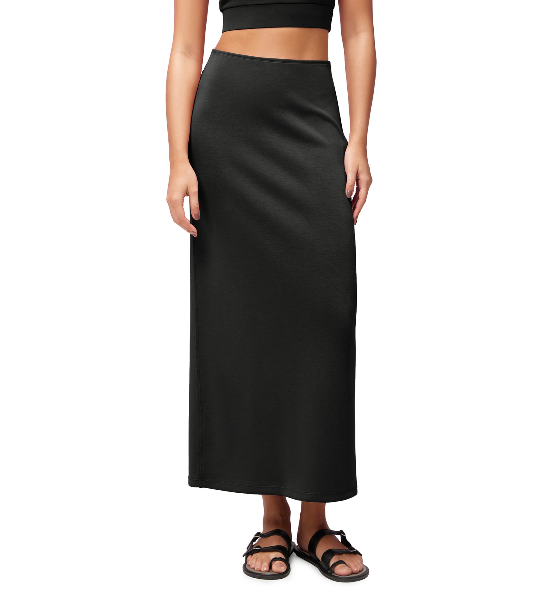 Modal Soft Back Slit Casual Maxi Skirts - ododos