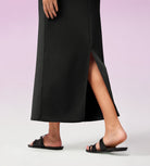 Modal Soft Back Slit Casual Maxi Skirts - ododos