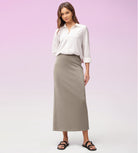 Modal Soft Back Slit Casual Maxi Skirts - ododos