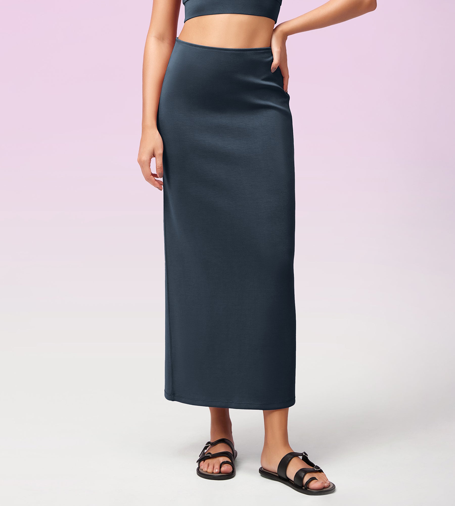 Modal Soft Back Slit Casual Maxi Skirts - ododos