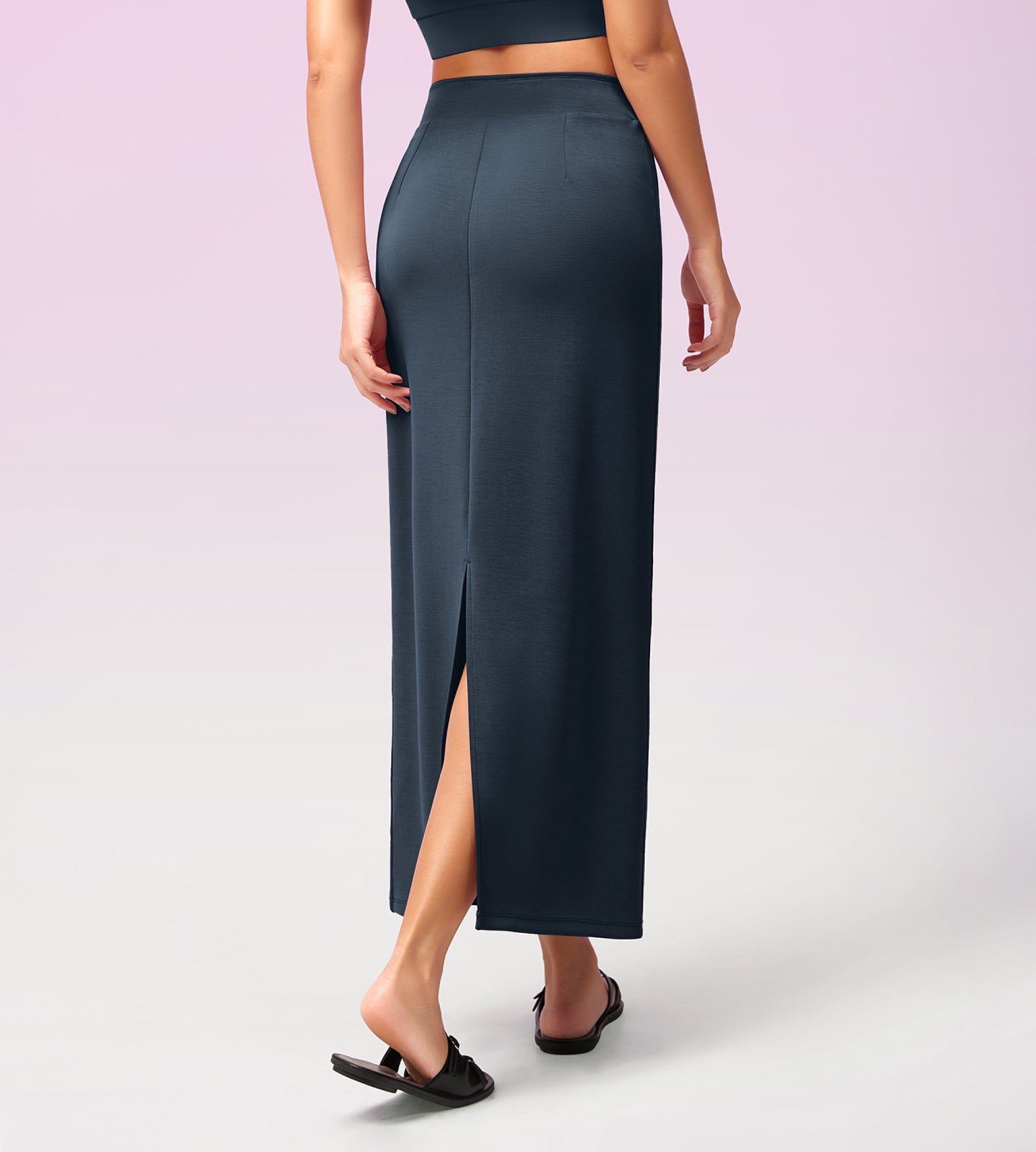 Modal Soft Back Slit Casual Maxi Skirts