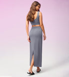 Modal Soft Back Slit Casual Maxi Skirts - ododos