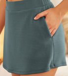 Modal Soft Asymmetrical Hem Wrap Mini Skorts - ododos